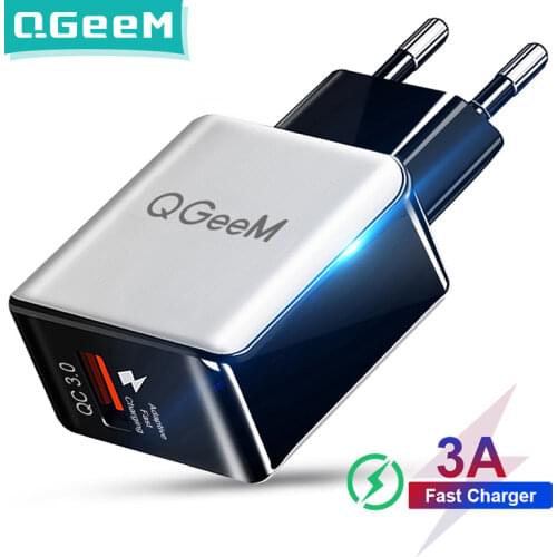 QGEEM QC 3.0 USB Charger Fiber Drawing Quick Charge 3.0 Fast Charger Portable Phone Charging Adapter for iPhone Xiaomi Mi9 EU US