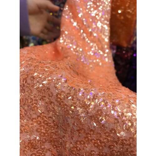 African Lace Fabric High Quality Lace Embroidered Nigerian SYJ-2186841 Sequin Lace Fabrics French Tulle Lace Fabric