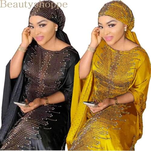 6 Colors African Dresses for Women Plus Size Dashiki Diamond Beads African Clothes Abaya Dubai Muslim Dress Robe Africa Dress