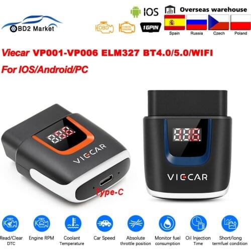 Viecar VP001-006 ELM327 V2.2 OBD2 BT4.0/5.0 OBD 2 WIFI Auto Scanner for Android/iOS ODB2 Car Diagnostic Tool PK ELM 327 V 1 5