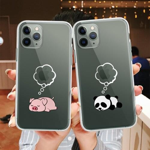 BigChen Creative Animal Soft Silicone Phone Case For iPhone 12 11 Pro Max X XR XS Max 7 8 Plus SE 2021 Cute Cartoon Panda Cover