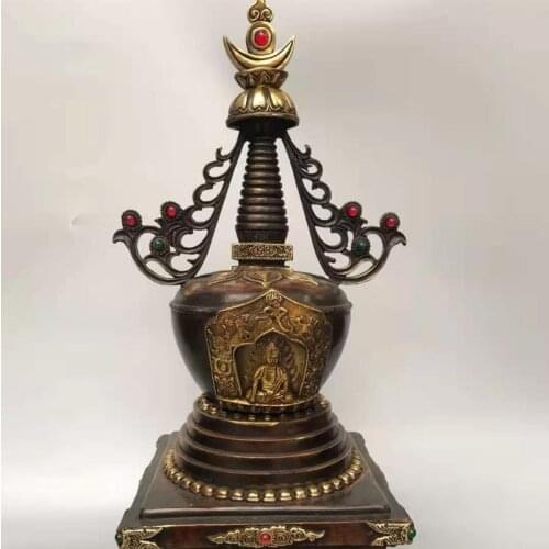 Worship Buddhism Stupa Pure Copper Distressed Tantra Large Bodhi Pagoda Home Gathering Wealth and Safety Copper Tower Ornaments