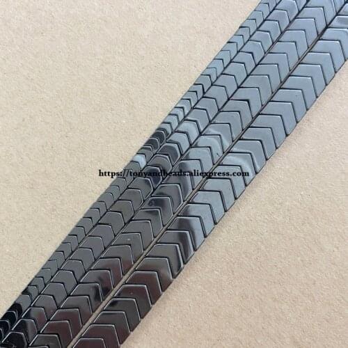 Natural Flat V Arrow Shape Black Hematite Stone Loose Beads 4x2 6x2 6x3 8x4 10x4MM 15" Jewelry Making