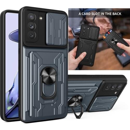 Slide Door Camera Lens Protector Phone Case For Samsung Galaxy Note 20 Ultra Coque Finger Ring Car Magnetic Silicone Cover