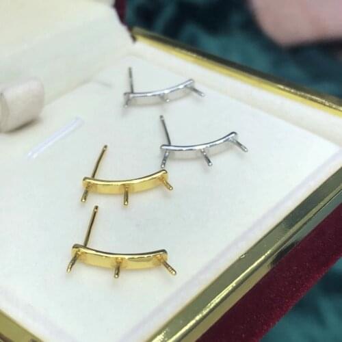 925 Sterling Silver Earrings Findings Settings Base Mountings Parts Mounts for Pearls Agate Crystal Stones Beads 5 pairs/lot