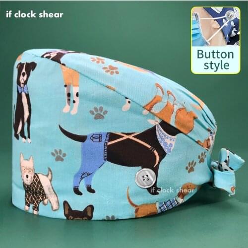 Doctors Surgical caps Medical Scrubs caps Nursing hats Cotton scrub hat Pet Vet Dentist Work Hats Operating room cap with button