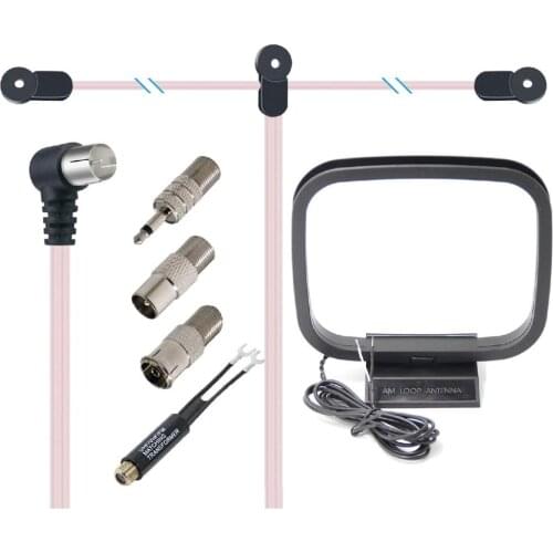 FM Antenna for Indoor Stereo Receiver, Ancable Universal 75 Ohm/300 Ohm FM AM Radio Antenna Kit with Antenna Gender Converter