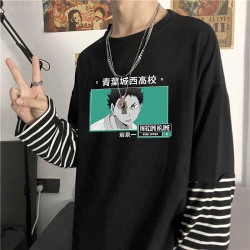Japan Anime Haikyuu Hajime Iwaizumi Long Sleeve Men/women T-Shirt Harajuku Aobajousai Volleyball Junior Graphics Cartoon T Shirt