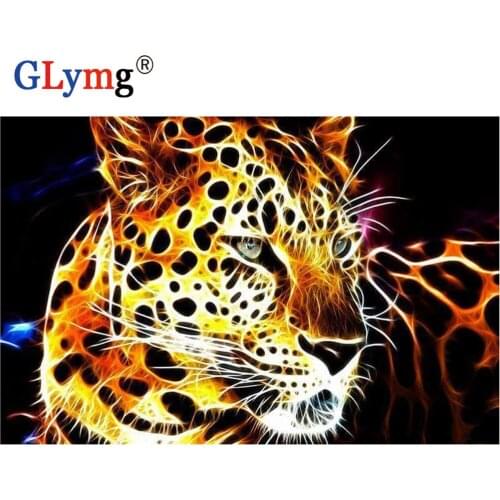 GLymg 5d Diy Diamond Painting Full Square Drill Cross Stitch Leopard Lion Animal Series Diamond Embroidery Home Wall Sticker