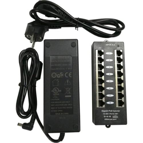GPOEA-8-48v120w Mode A Gigabit Passive PoE 8 Port Power over Ethernet Injector with 48V AC adapter for Cisco/Yealink IP phones