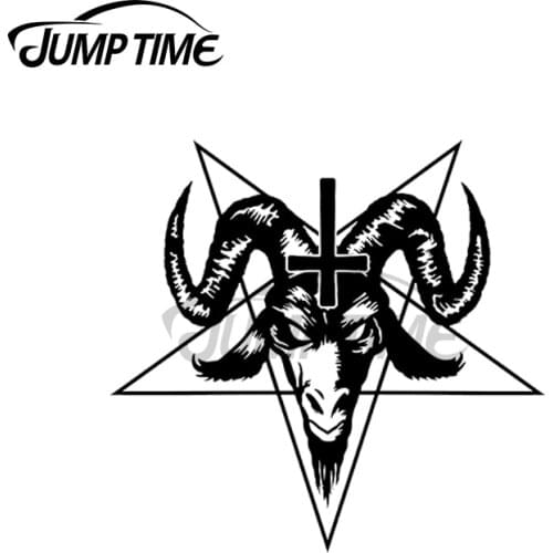 JumpTime 13 x 6.8cm For Satanic Goat Head with Pentagram Decal Cartoon Windshield Car Stickers Motorcycle Personality Decoration