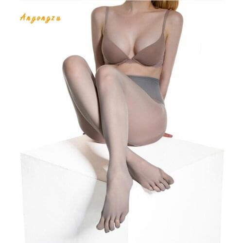 2020 New Arrival Tights Sexy Oil Shiny Five Toes Pantyhose Women High Waist Elastic Smooth See Through Clubwear Suitable 45-55KG