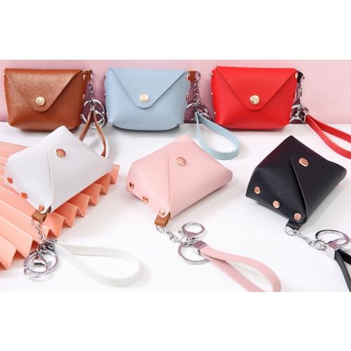 New Fashion Ladies PU Leather Mini Wallet Card Key Holder Coin Purse Solid Color Clutch Bag Kids Purses Small Handbag Bag