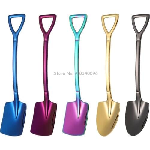 304 stainless steel creative retro shovel coffee spoon dessert watermelon spoon ice cream spoon Kitchen Gadget ложка лопата