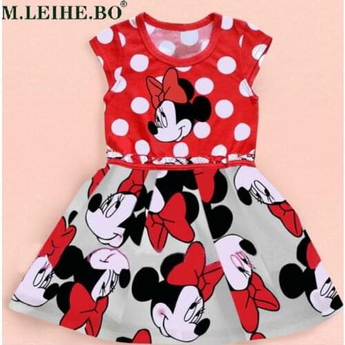 Girls Summer Dress Cartoon Print Minnie Dress Baby Girl Costume Princess Christmas Party Cute Tutu Dress 2-6Y Kids Clothing