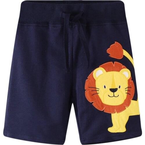 Jumping Meters Summer Baby Clothes Lion Embroidery Fashion Boys Girls Trousers Pants Drawstring Kids Clothes