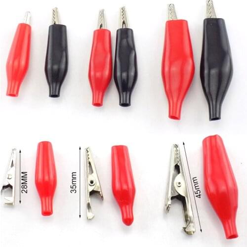 10pcs 28MM 35MM Metal Alligator Clip Crocodile Electrical Clamp Testing Probe Meter Black Red Plastic Boot DIY Car Auto Battery