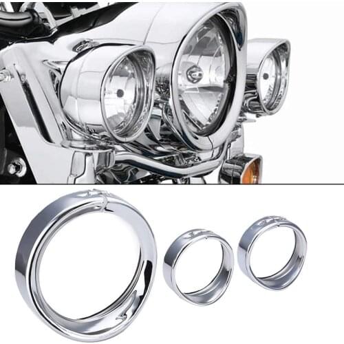 Motorcycle 7 Inch + 4.5 Inch Headlight Trim Ring Visor Style for Touring Road King Electra Glide Softail Fld/Flh Motorcycle Ac