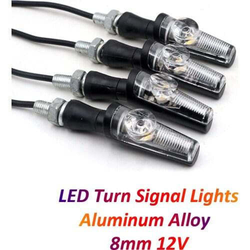 Motorcycle LED Turn Signal Lights 12V Aluminum Alloy Amber Indicator Blinkers 12V for Honda VFR800 ER6N GSX S1000 CB650F MSX 125