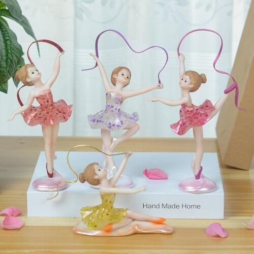 Nordic Creative Ballerina Girls Ornaments Miniature Figurines Resin Crafts Fairy Garden Desk Furnishing Girls Birthday Gifts