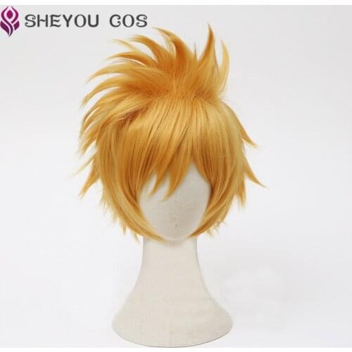 Kingdom Hearts Cosplay Wig 28cm 11" Ventus Short layered Blonde Cosplay Wigs Heat Resistant Synthetic Hair Wigs + Wig Cap