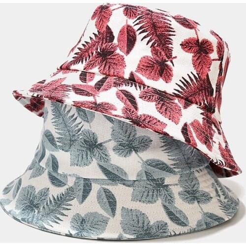 Cotton Leaves Print Bucket Hat Fisherman Hat Outdoor Travel Hat Sun Cap Hats for Men and Women 345