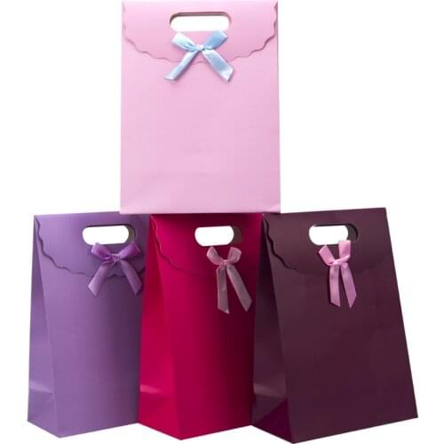 Candy color bow clamshell gift bag packaging bag Wedding Birthday New year Party gift bag