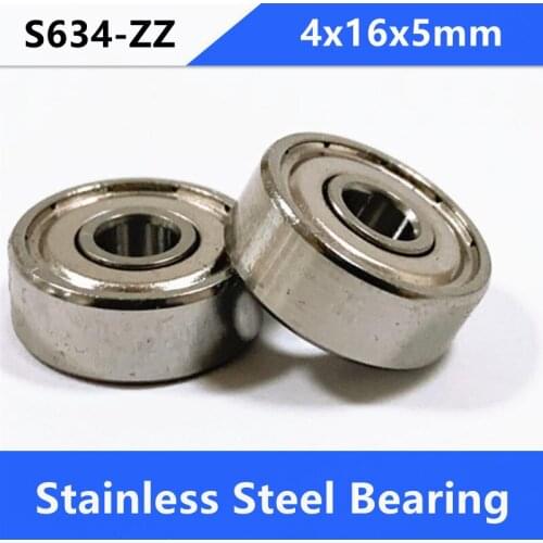 30/50pcs S634ZZ S634 ZZ ABEC-5 4x16x5mm 634 634ZZ stainless steel bearing Deep Groove Ball bearing Miniature mini 4*16*5mm