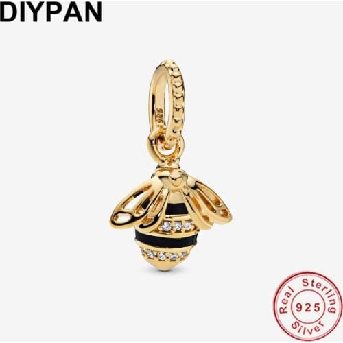 Queen Bee Pendant Dangle Charm Fit Original Pandora Bracelet Charm 925 Sterling Silver Beads Jewelry Berloque Bangle