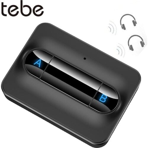 Tebe Long Standby Bluetooth 5.0 Receiver Transmitter Wireless Stereo Audio Adapter with 3.5mm Aux For Headphone Speaker TV Car