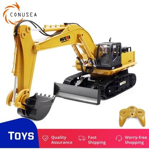 HUINA 1/16 RC Car RC Excavator 2.4G Radio Controlled Truck Caterpillar Tractor Model Engineering Cars 11 Channel Toys For Boys