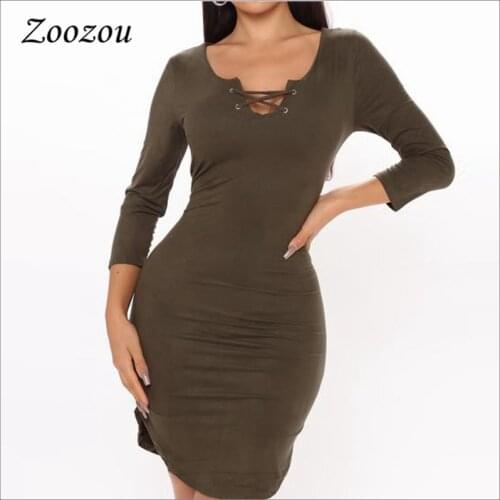 Sexy Lace Up Suede Leather Mini Dress For Women Wrist Length Sleeve Sheath Dress Vintage Faux Leather Bodycon Dresses Custom New