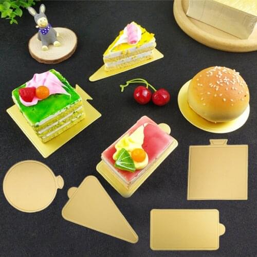 SHENHONG 100 Pcs/Set Pastries Mousse Bottom Golden Silver Paper Plates Displays Tray Cardboard Cake Base Dessert Mat Decorative