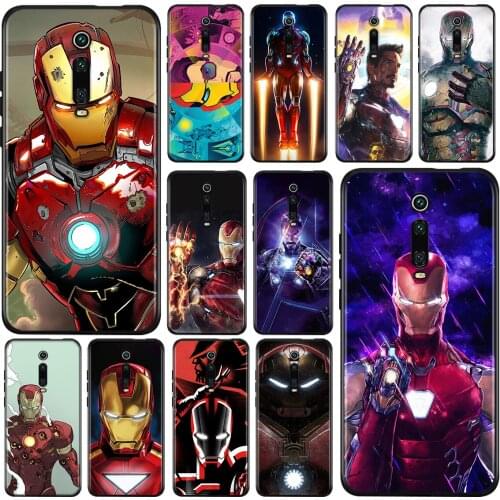 Silicone Black Cover Marvel Iron Man For Xiaomi Redmi K40 K30i K30T K30S K20 10X GO S2 Y2 Pro Ultra Phone Case