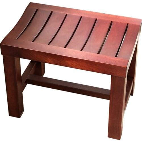 Waterproof foot bath stool anti-corrosion solid wood shoe bench old bath shower bench