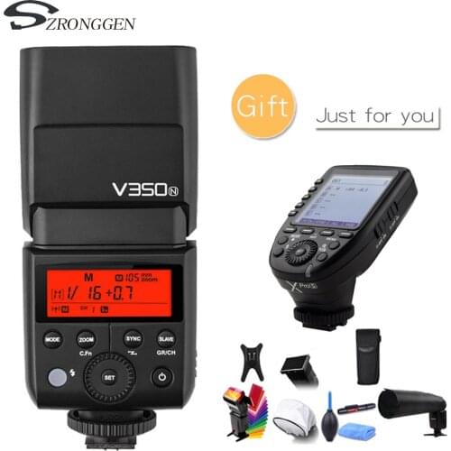 Godox Mini Li-ion TTL V350N Camera Flash HSS 1/8000s GN36 0.1s~1.7s recycle+ 2.4G Transmitter Kit For Nikon