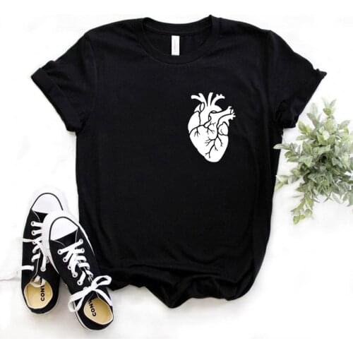 Heart pocket Print Women Tshirts Cotton Casual Funny t Shirt For Lady Yong Girl Top Tee Hipster FS-252