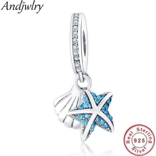 925 Sterling Silver Pendant Charms Fit Pandora Charms Bracelet Necklace Starfish Seashell Dangle Women DIY Jewelry Berloque