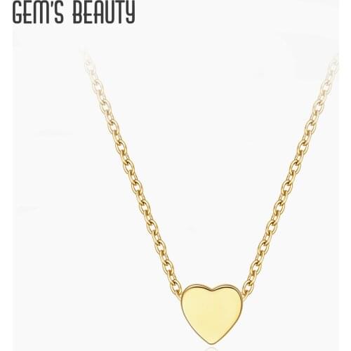 GEMS BEAUTY 14K Gold Filled 925 Sterling Silver Initial Pendant Necklace Handmade Cute Tiny Heart Necklaces Jewelry For Women