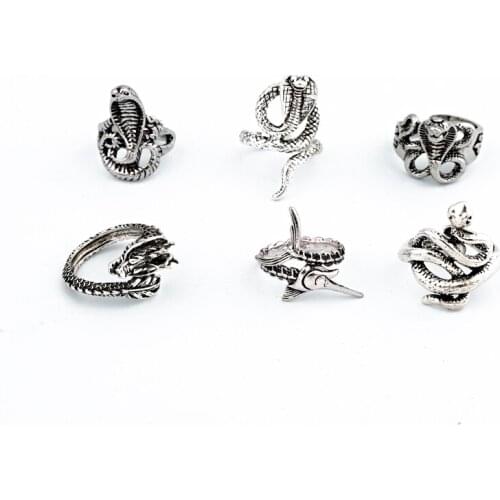 1 Pcs Fashion Punk Stereoscopic Snake Dragon Opening Adjustable Rings For Unisex Animal Snake Personality Rings Jewelry R158