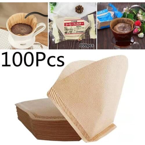 100pcs Coffee Paper Filter For Coffee Hand-poured Coffee Filter Drip 2-4 Cup Unbleached Paper Coffee Filters