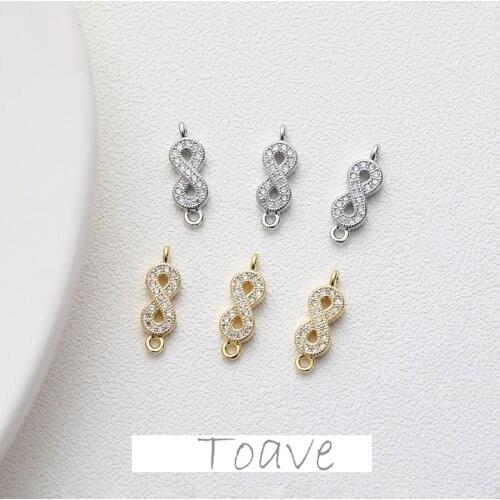 14K Plating Figure 8 Inlaid Zircon Double Dangle Earrings Bracelet Necklace Pendant Handmade Material Accessories