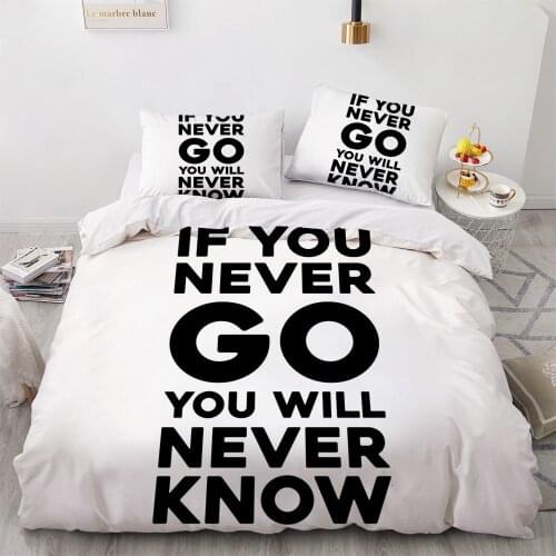 3D Printed Custom Design White Letter Single Double King Quilt Covers Duvet Cover Set Pillow Shams Case Bedding Set Home Textile