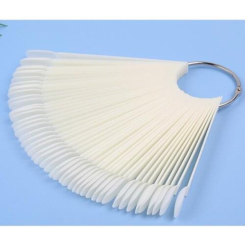 50pcs Round Head Iron Ring Fan Color Card Good Flexibility Color Accuracy Convenient Oval False Nail Practice Tools DIY
