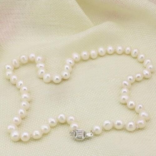 8-9mm white pearl natural genuine freshwater cultured beads necklace for women jewelry wholesale chain choker 18inch B3234