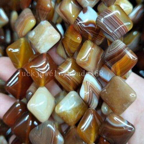 Free shipping Women Fashion Jewelry 14mm Onyx Carnelian rhomboic Women Men Spacers Art Loose Beads 15.5" FG7883
