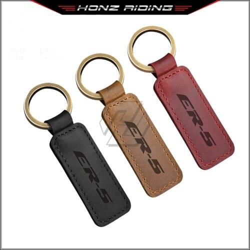 For Kawasaki ER-5 ER-5N ER5N Models Motorcycle Keychain Cowhide Key Ring