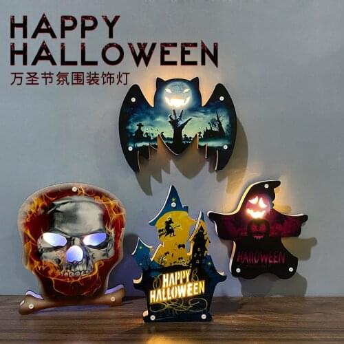 Halloween Decoration Night Light Pumpkin Lantern Holiday Decoration Wall Hangings Light Happy Halloween Decorative Lamp