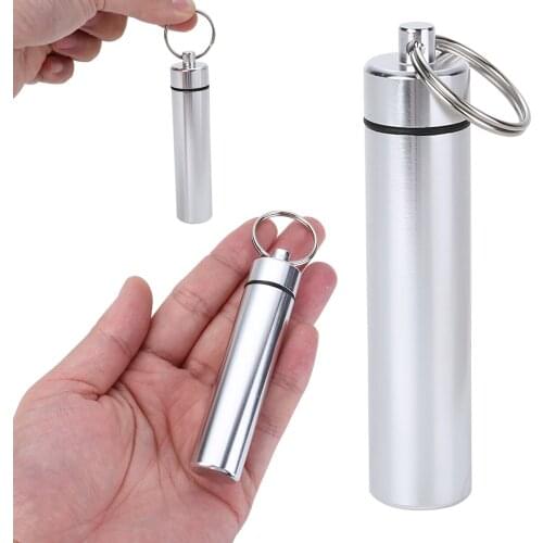 Cotton Swab Holder Delicate Drug Capsule Cartridge Pillcase Keychain Aluminum Alloy Large Pill Cases Waterproof Medicine Box