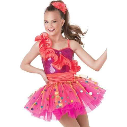Children Ballet Dancing Dress Girls Ballet Dance Skirt Female Dance Performance Costumes Colorful Sequins Princess Dress D-0453
